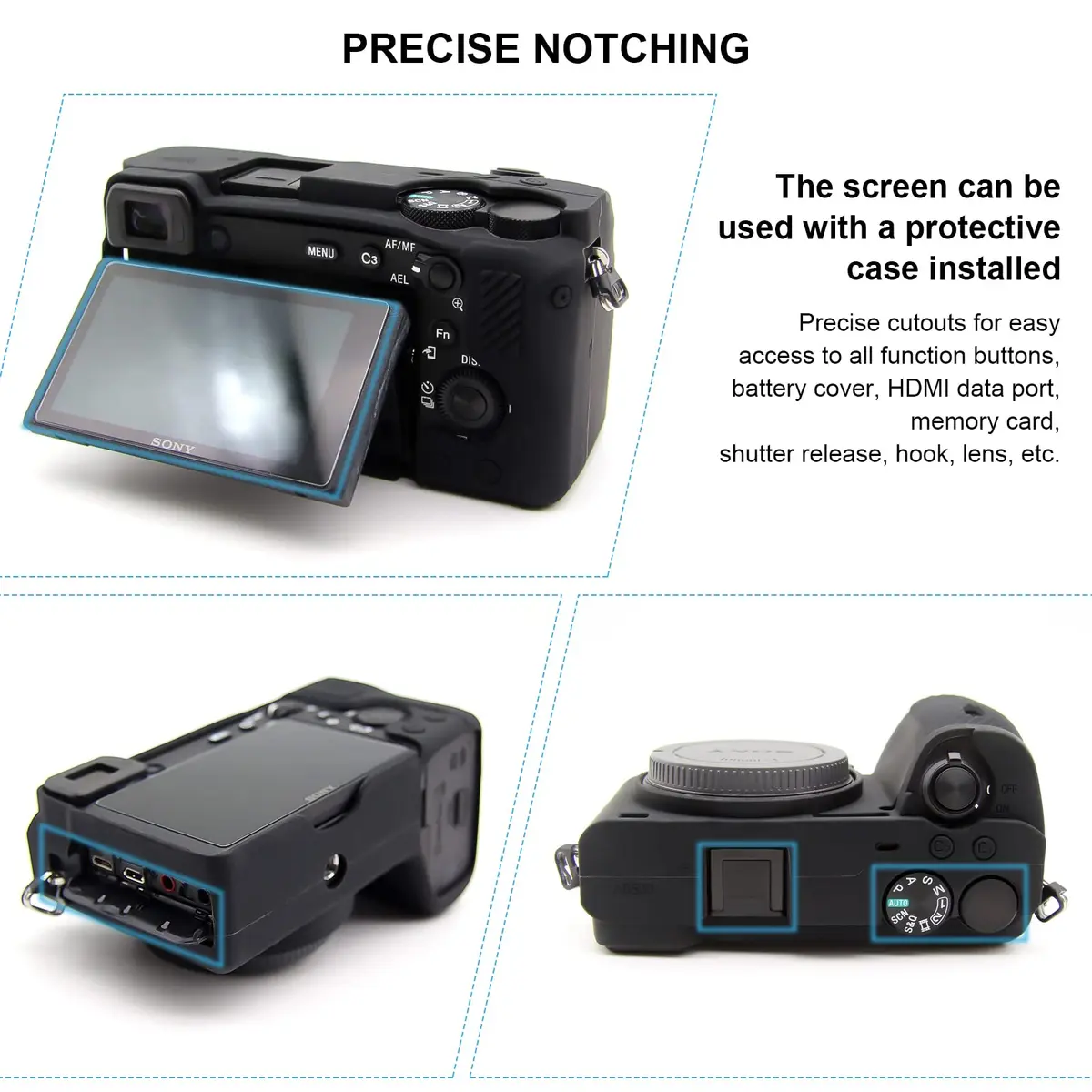 Easy Hood Silicone Camera Case for Sony A6600 Alpha 6600 ILCE-6600 Black | Compact & Durable - view 4