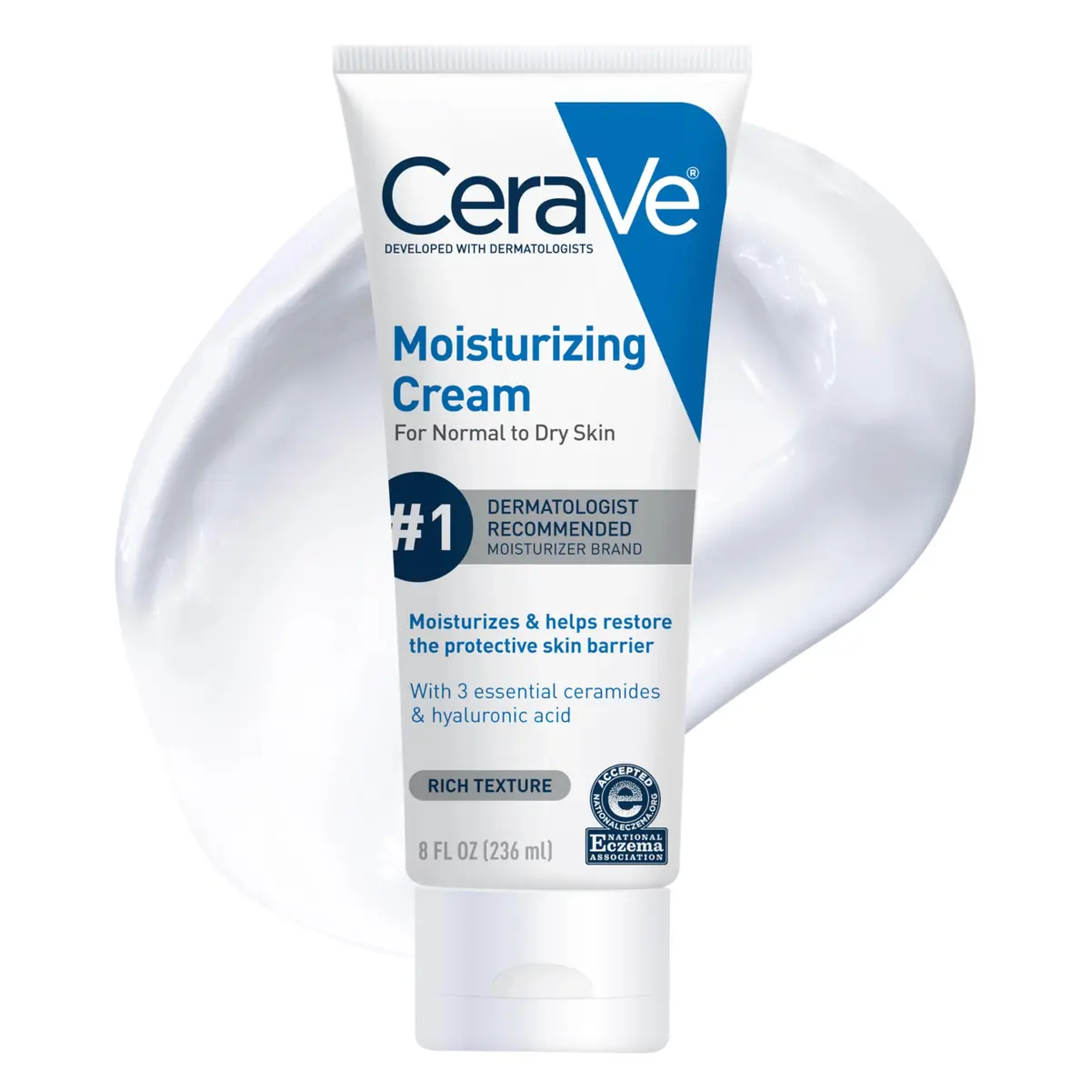 CeraVe Moisturizing Cream Face Body Moisturizer 237ml (8 Fl Oz) | Dermatologist-Developed Hydration - main product image