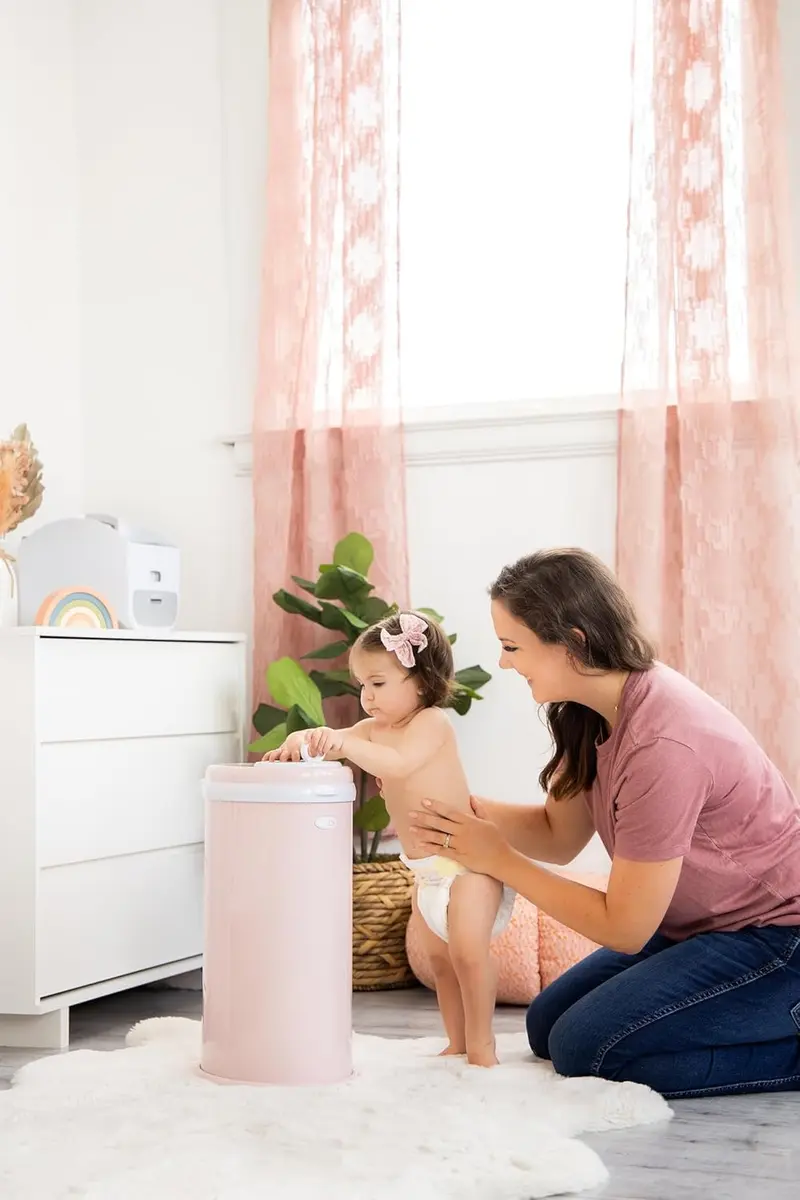 Ubbi Stainless Steel Diaper Pail Blush Pink | Odor-Locking, No Special Bags, Award-Winning (70-120 chars) - view 9