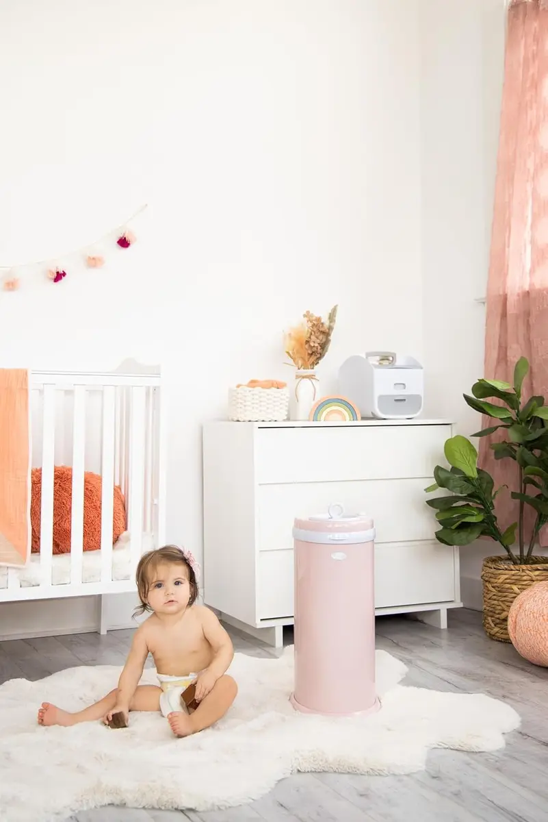Ubbi Stainless Steel Diaper Pail Blush Pink | Odor-Locking, No Special Bags, Award-Winning (70-120 chars) - view 2