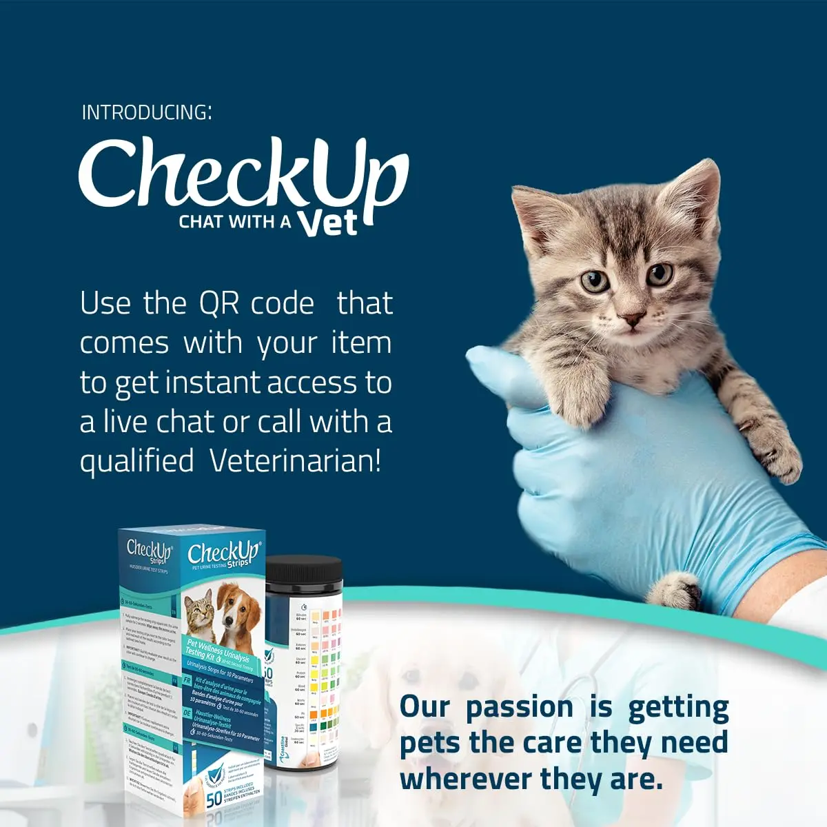 KIT4CAT CheckUp Urine Test Strips for Cats & Dogs, 50 Count | 10 Parameters for Pet Health Monitoring - view 6
