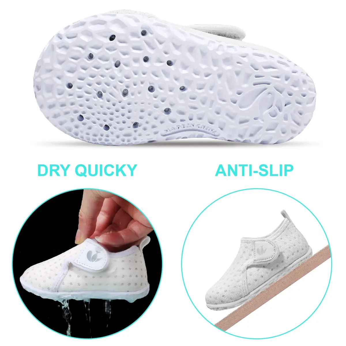 FEETCITY Water Shoes White 12-18 Months | Quick Dry, Non-Slip, Breathable Infant Aqua Socks - view 5