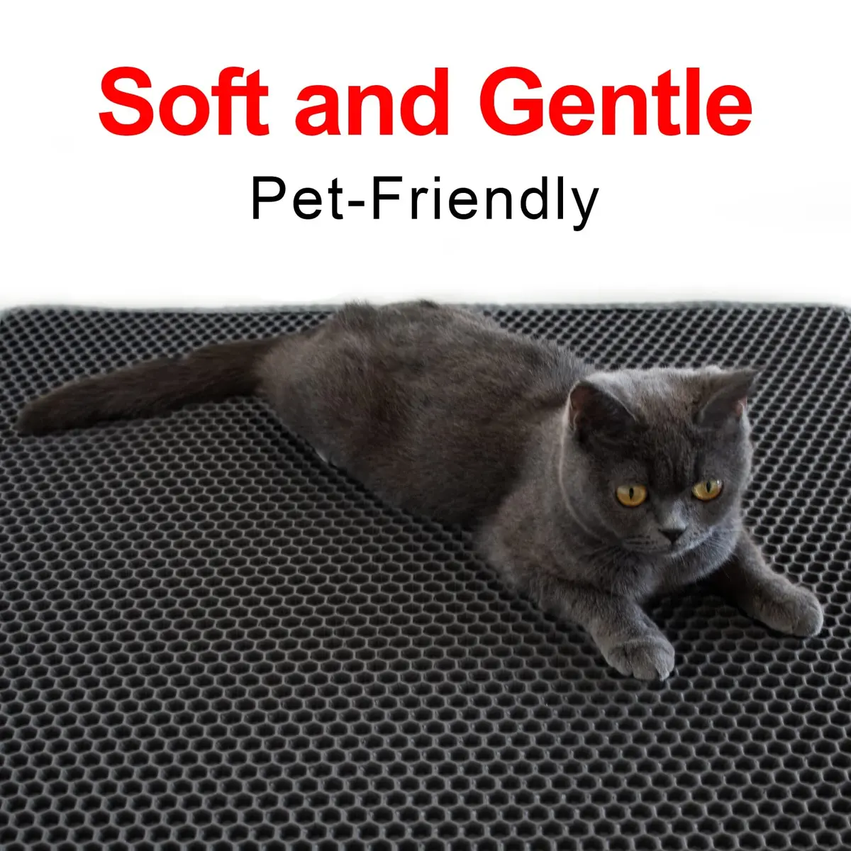 Waretary Cat Litter Mat, 36"x30" Waterproof, Scatter Control, Black - view 6