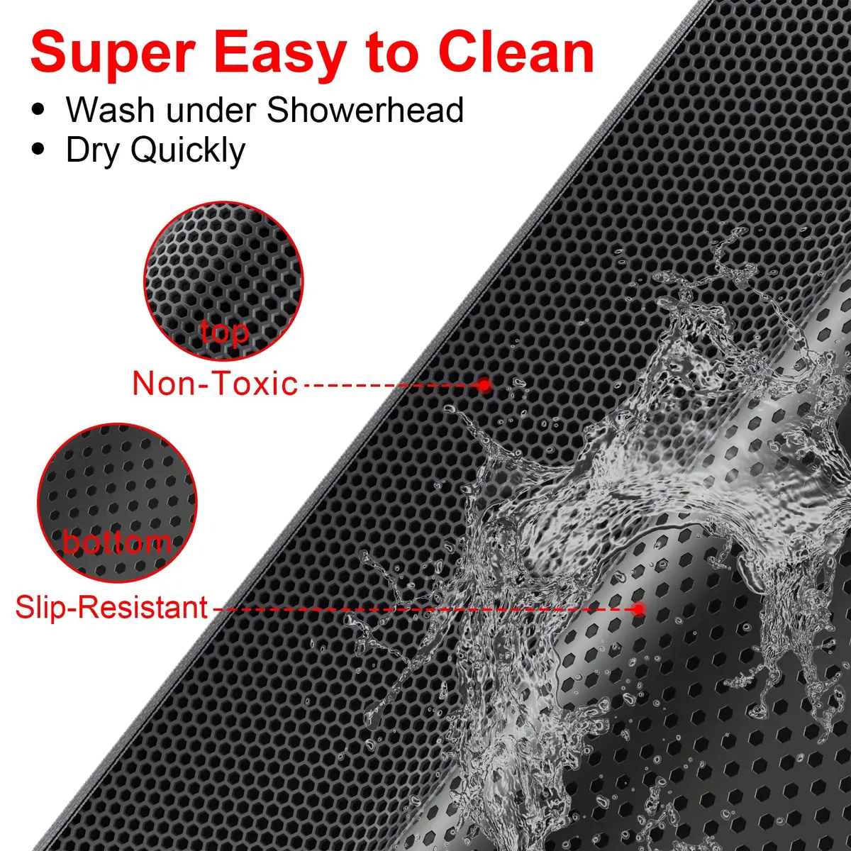 Waretary Cat Litter Mat, 36"x30" Waterproof, Scatter Control, Black - view 7