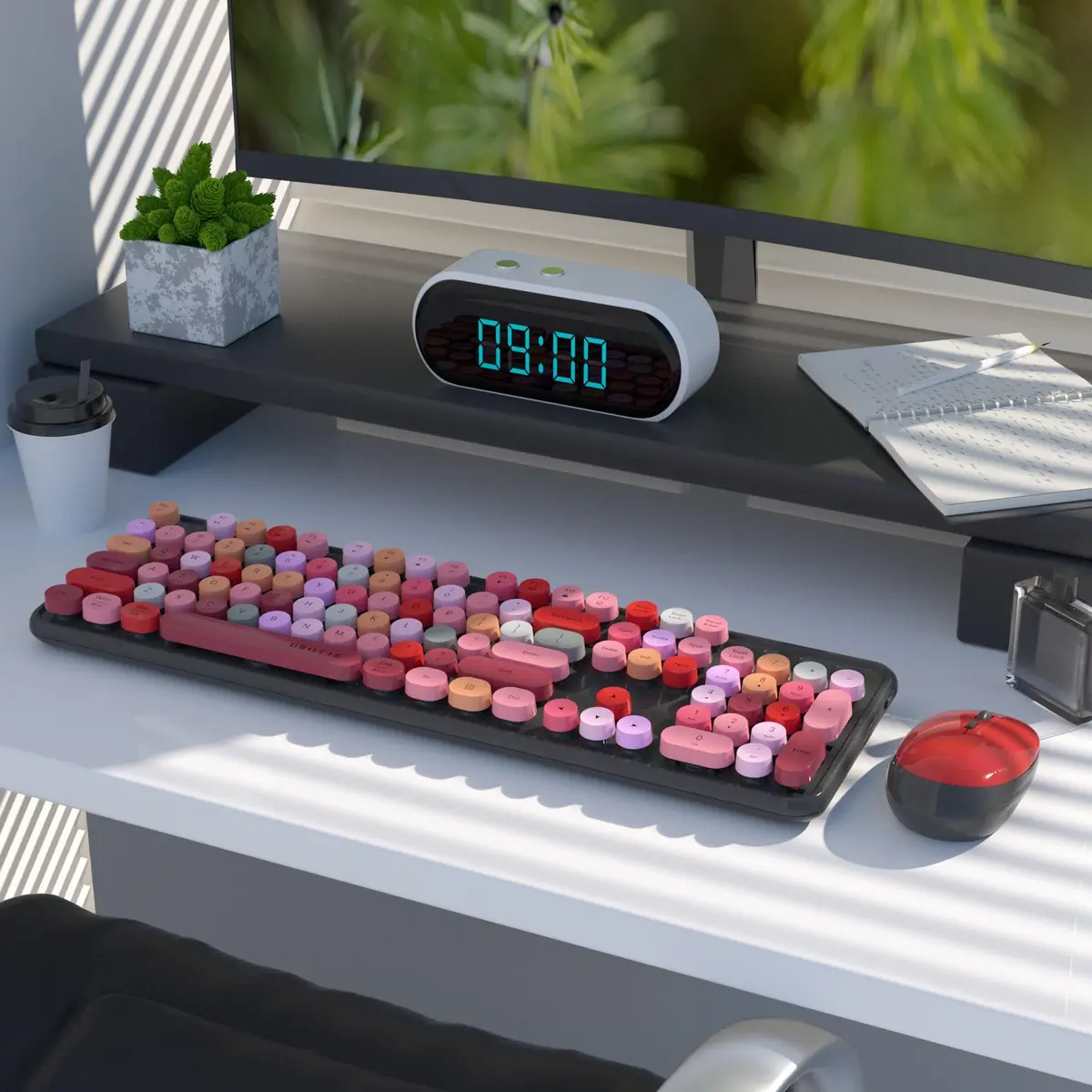 UBOTIE Colorful Wireless Keyboard and Mouse Combo, Full-Size 104-Key with Round Keycaps | Plug-and-Play 2.4GHz USB Connection - view 2