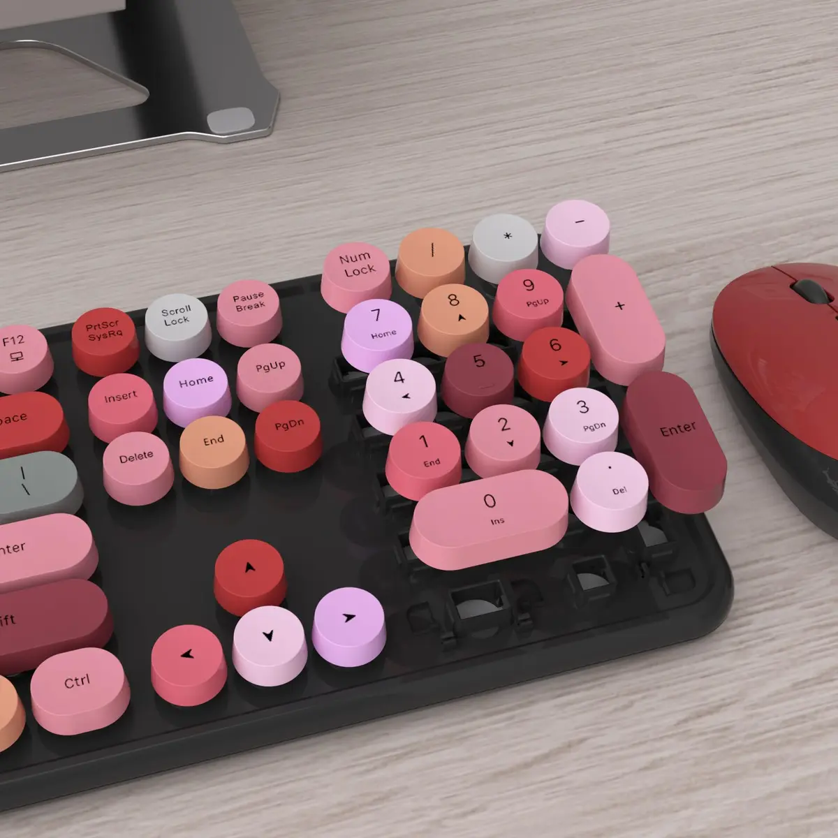 UBOTIE Colorful Wireless Keyboard and Mouse Combo, Full-Size 104-Key with Round Keycaps | Plug-and-Play 2.4GHz USB Connection - view 4