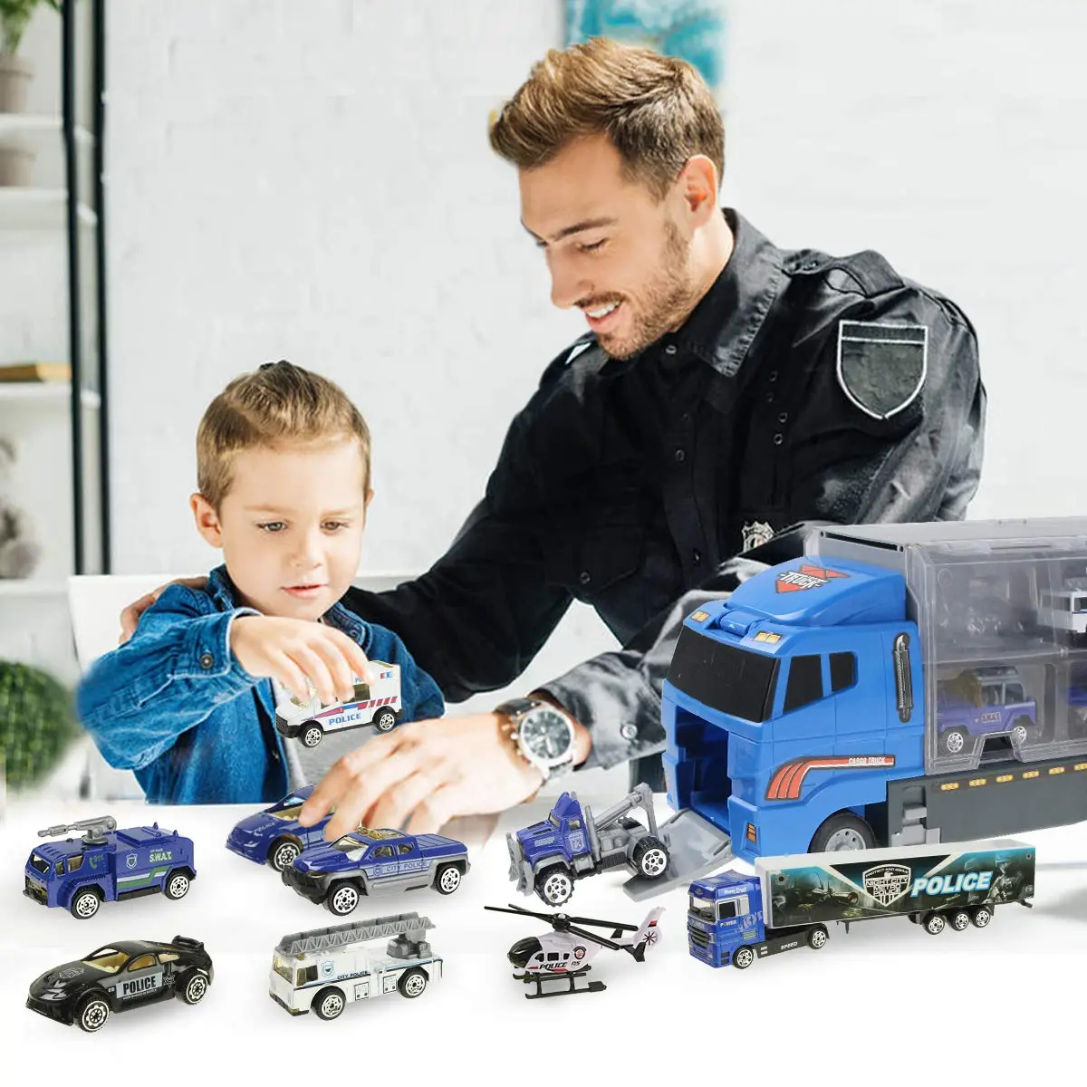 Joyfia 10 in 1 Police Toys, Die-cast Police Rescue Truck, Mini Vehicles for Kids 3+ | Educational & Safe - view 7