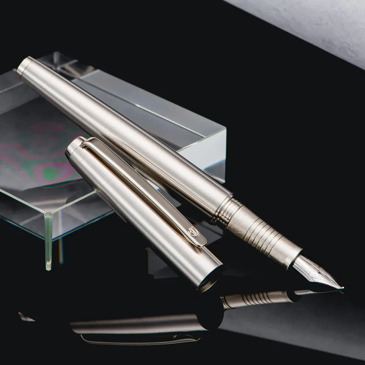 Lanxivi Stainless Steel Fountain Pen Bent Nib Art Calligraphy 138mm | Premium Fude Pen for Sketching & Signature - main product image