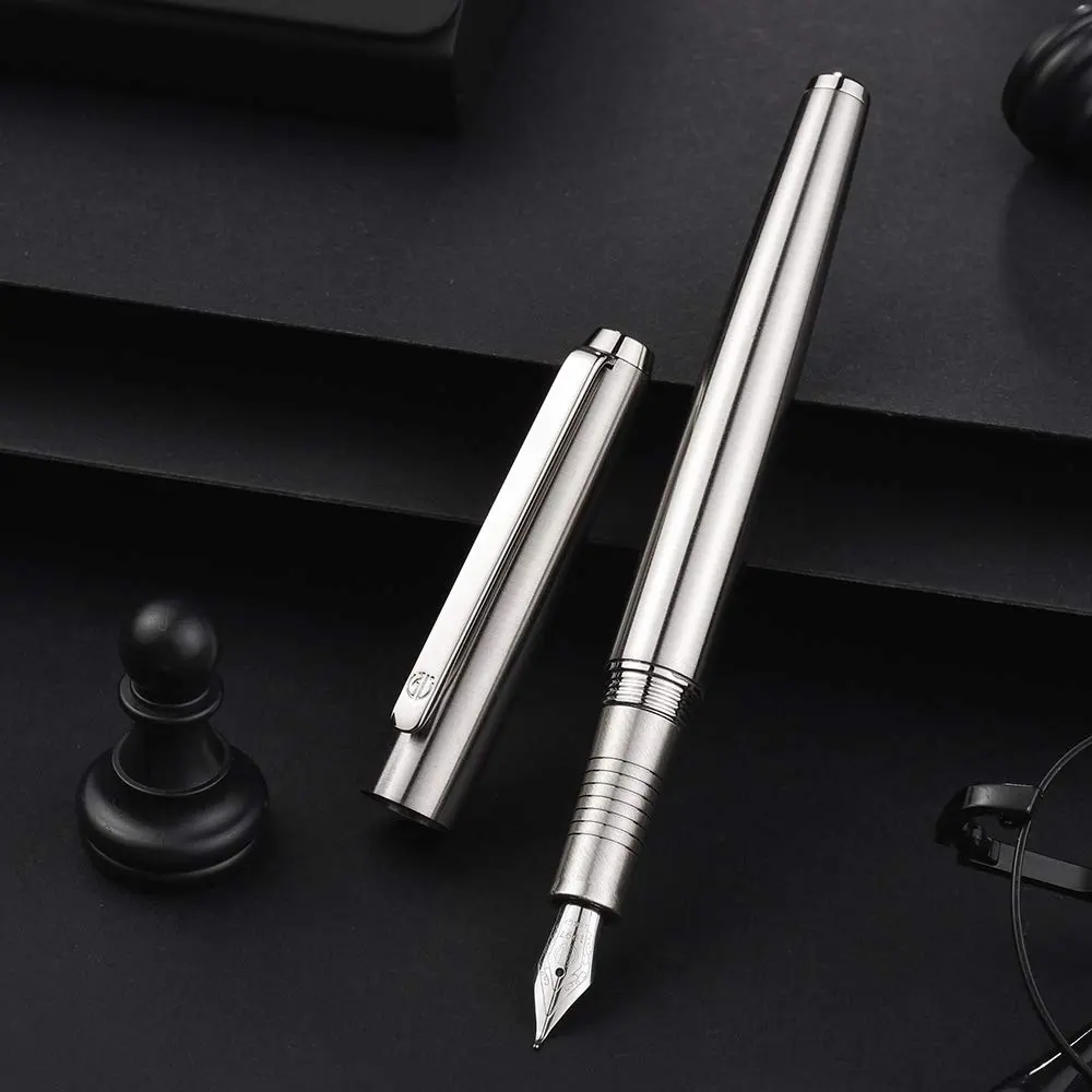 Lanxivi Stainless Steel Fountain Pen Bent Nib Art Calligraphy 138mm | Premium Fude Pen for Sketching & Signature - view 3