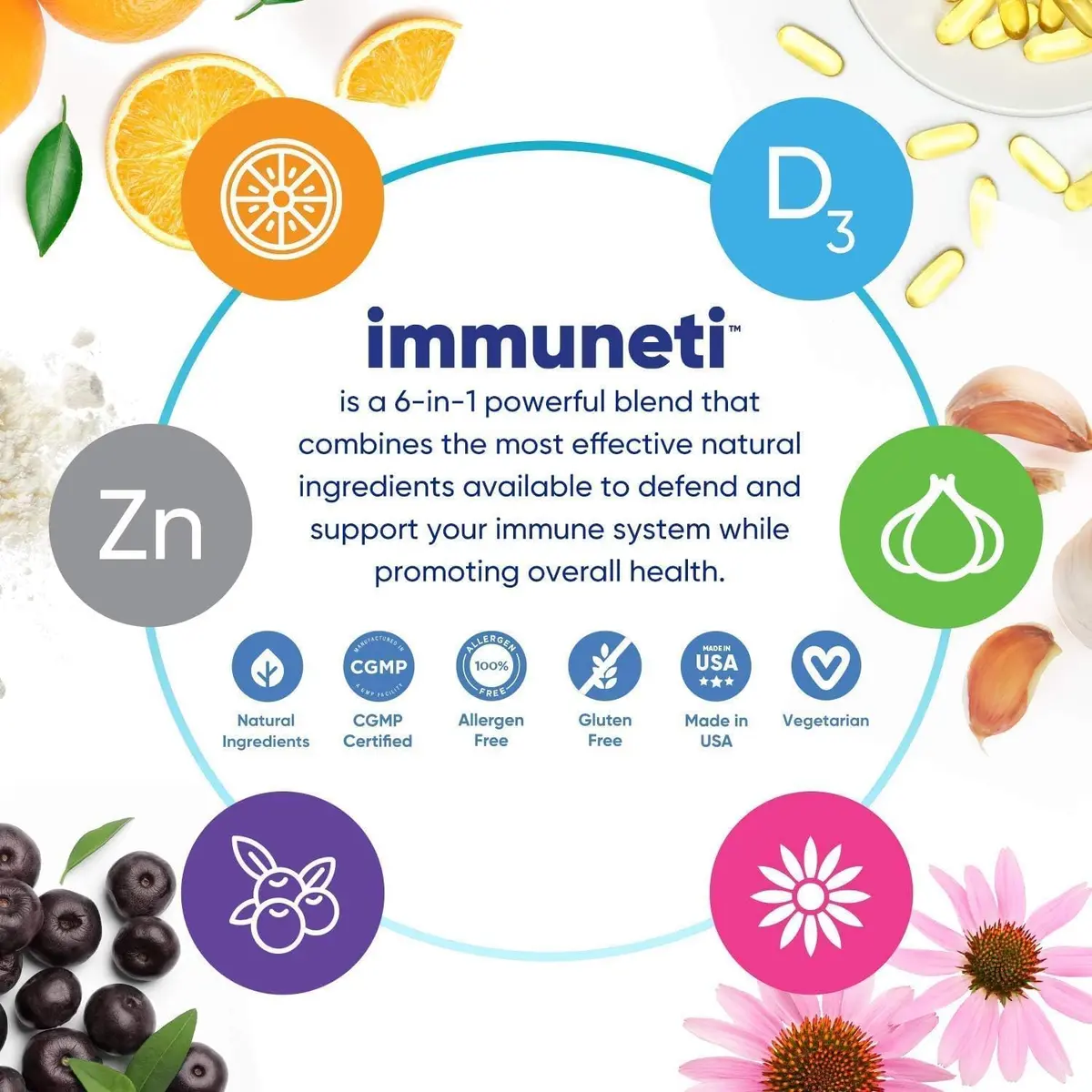 IMMUNETI Immuneti Advanced Immune Support – Doctor Formulated 6-in-1 Daily Supplement – Made in USA (60 Count, Capsules) | Vital Nutrients & Antioxidants - view 5