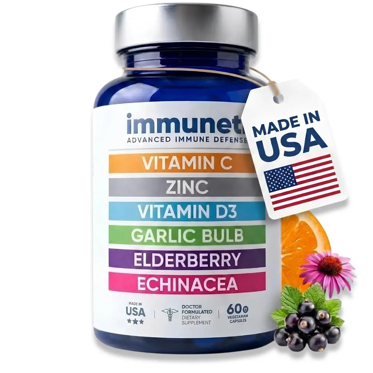 IMMUNETI Immuneti Advanced Immune Support – Doctor Formulated 6-in-1 Daily Supplement – Made in USA (60 Count, Capsules) | Vital Nutrients & Antioxidants - main product image