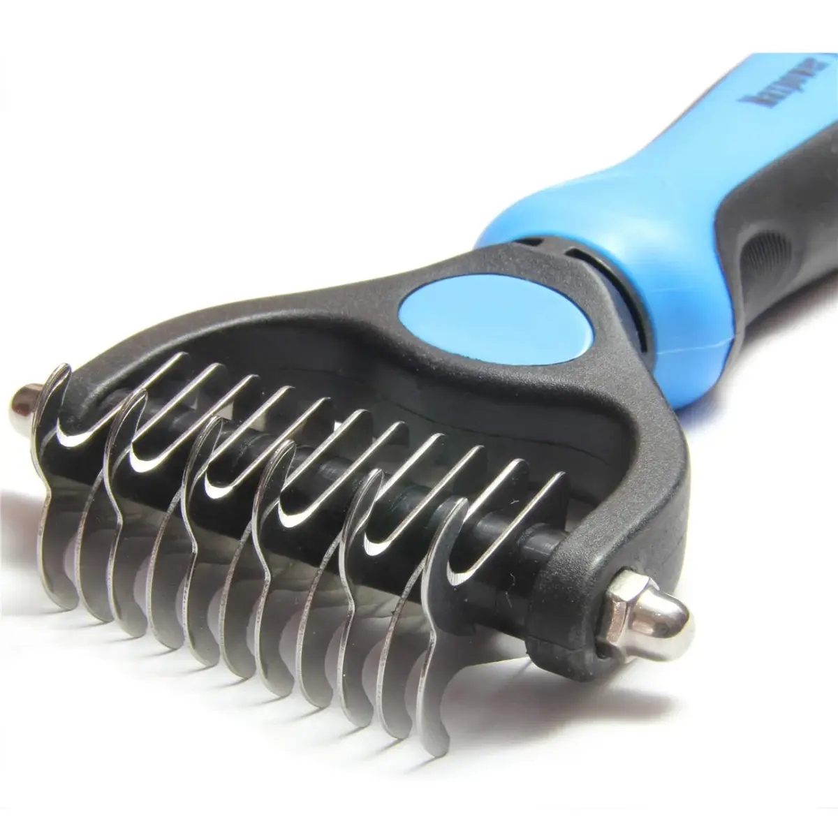 Maxpower Planet Pet Grooming Brush - Double Sided Dematting Undercoat Rake for Dogs and Cats, Small Blue | 118g (0.26 lb) - view 2