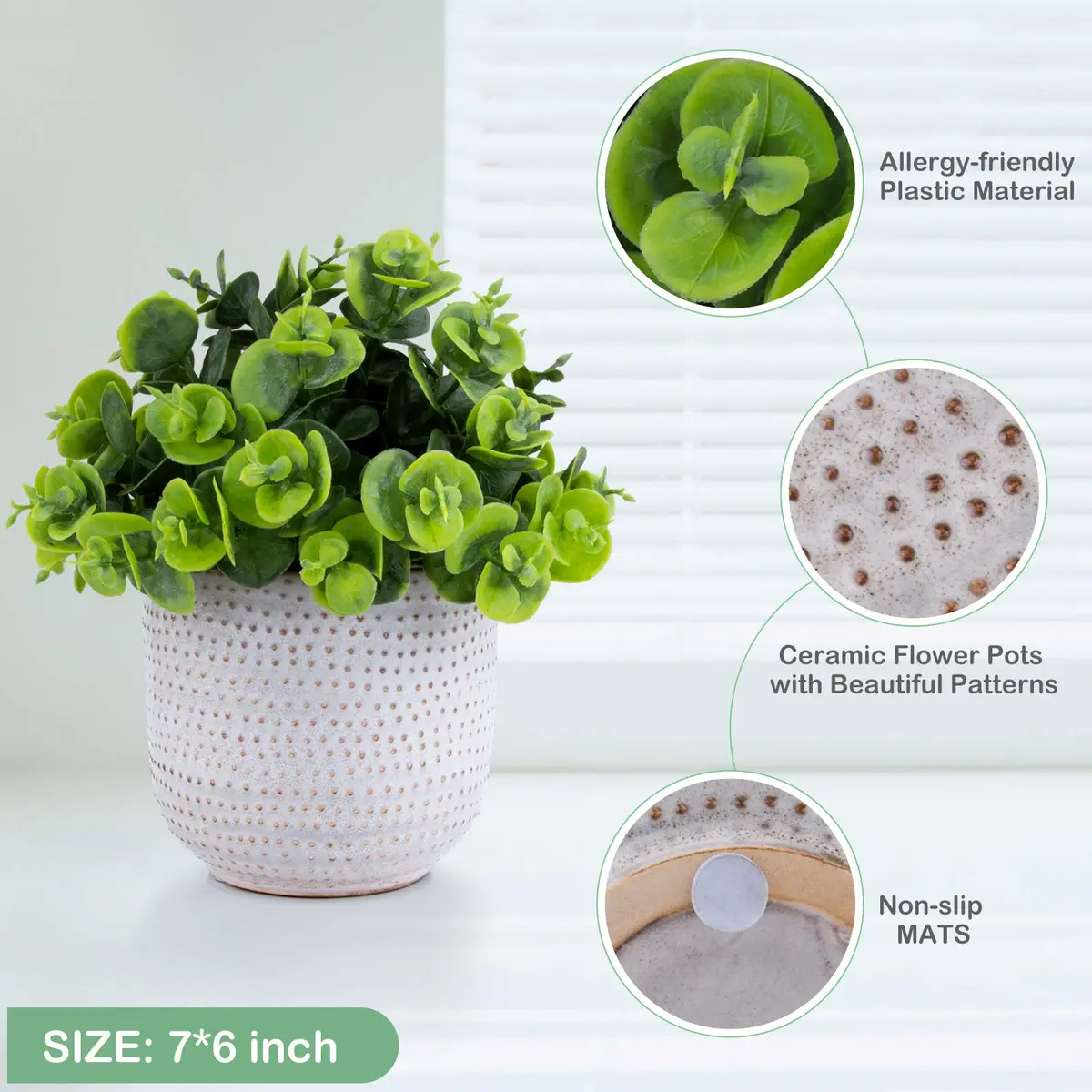 Karlliu Artificial Plants in Ceramic Planter 5" x 6" | Lifelike Succulent Decor for Home & Office - view 2