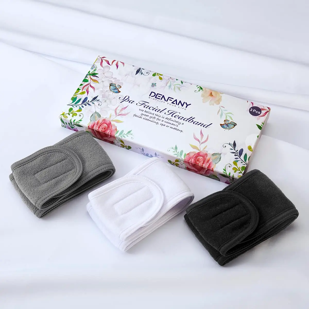 Denfany Soft Terry Cloth Spa Headband 25cm (8.5cm Wide) | Adjustable & Absorbent for Face Washing & Yoga - view 2