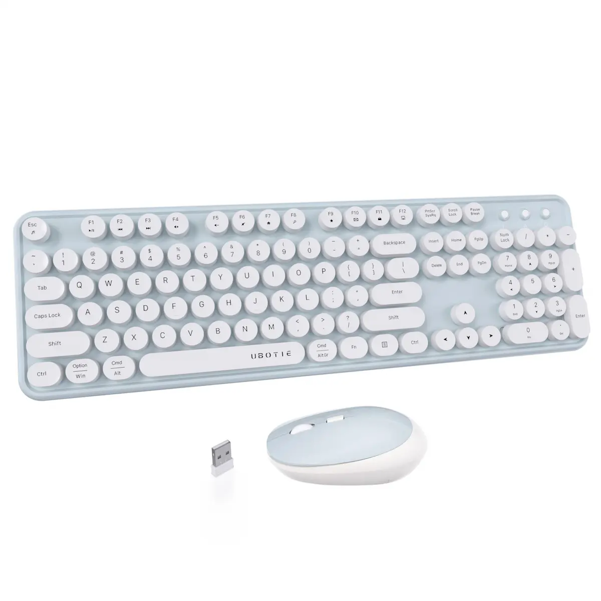 UBOTIE Colorful Wireless Keyboard and Mouse Combo (Green-White) 43.5cm x 13cm x 2.3cm | Plug-and-Play 2.4GHz Wireless for PC & Mac - main product image