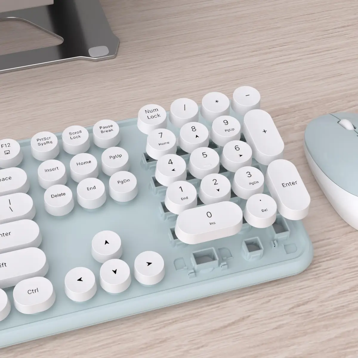 UBOTIE Colorful Wireless Keyboard and Mouse Combo (Green-White) 43.5cm x 13cm x 2.3cm | Plug-and-Play 2.4GHz Wireless for PC & Mac - view 5