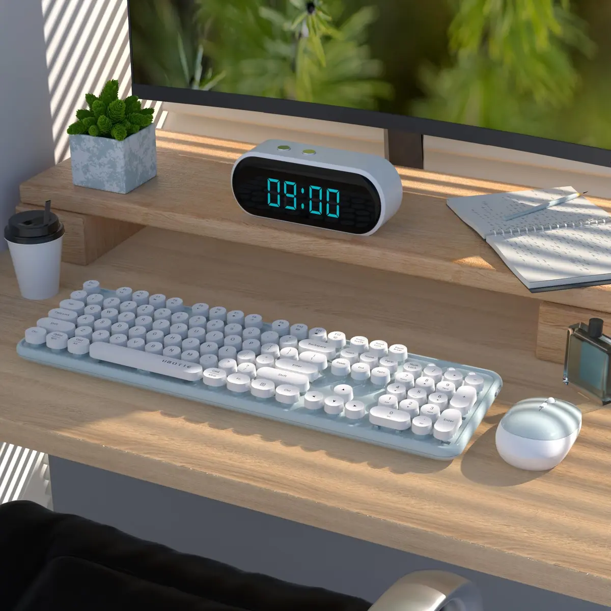 UBOTIE Colorful Wireless Keyboard and Mouse Combo (Green-White) 43.5cm x 13cm x 2.3cm | Plug-and-Play 2.4GHz Wireless for PC & Mac - view 2