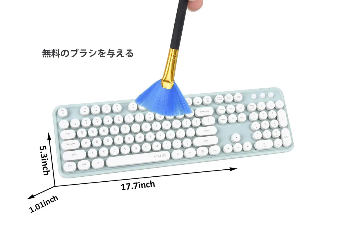 UBOTIE Colorful Wireless Keyboard and Mouse Combo (Green-White) 43.5cm x 13cm x 2.3cm | Plug-and-Play 2.4GHz Wireless for PC & Mac - view 3