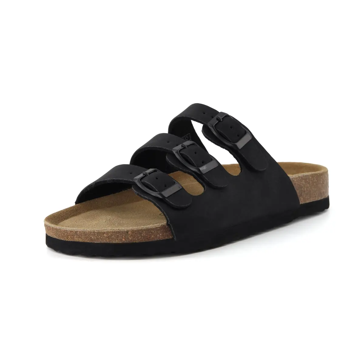 CUSHIONAIRE Lela Slip On Womens Sandals with Vegan Adjustable Straps & Genuine Suede Cork Footbed - Comfortable Memory Foam Sandals for Women 2025, BLACK 7 - view 9