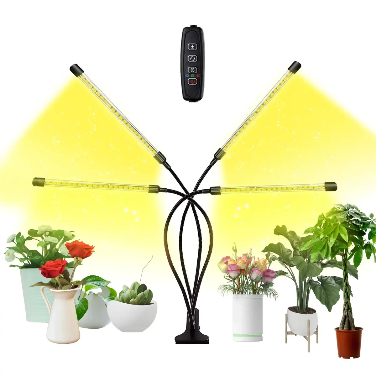 bseah Full Spectrum LED Grow Light with Timer 4 Tubes | 4500K Color Temperature, 15W - main product image