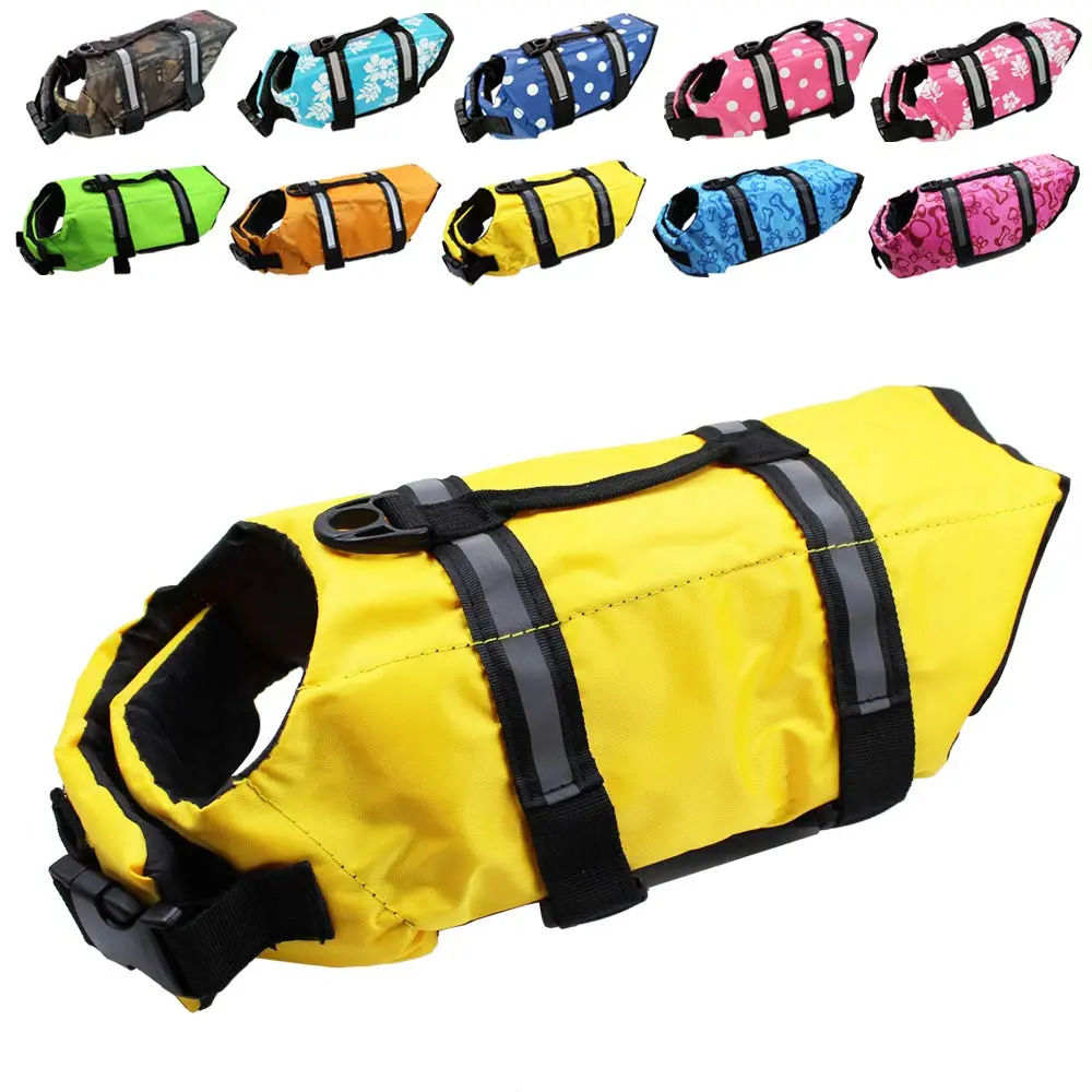 SNIK-S Dog Life Jacket for Swimming Safety with Reflective Stripes, Large Yellow, 13.8" Body Length (35 cm), 19.7-29.5" Chest Girth (50-75 cm) - main product image