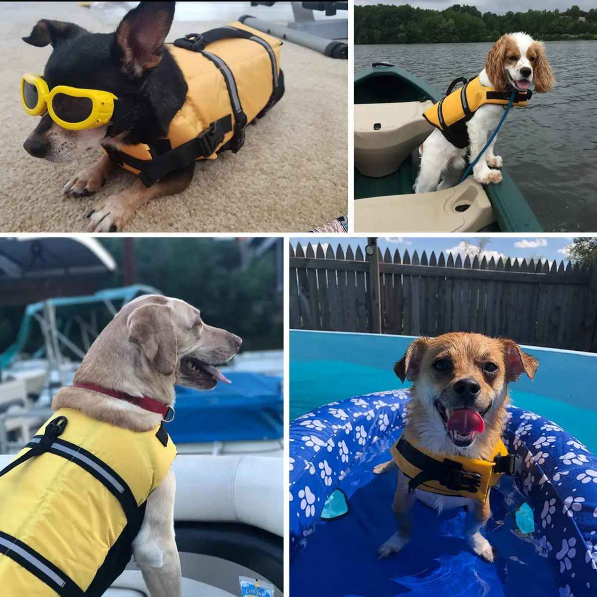 SNIK-S Dog Life Jacket for Swimming Safety with Reflective Stripes, Large Yellow, 13.8" Body Length (35 cm), 19.7-29.5" Chest Girth (50-75 cm) - view 2