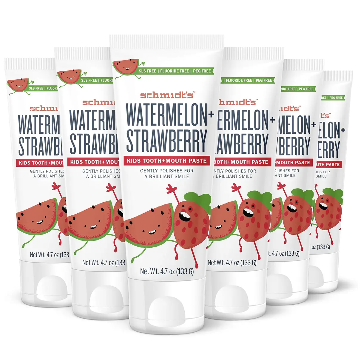 Schmidt's Children's Toothpaste Watermelon + Strawberry 4.7 oz | Fluoride-Free, Plant-Based, Vegan - main product image