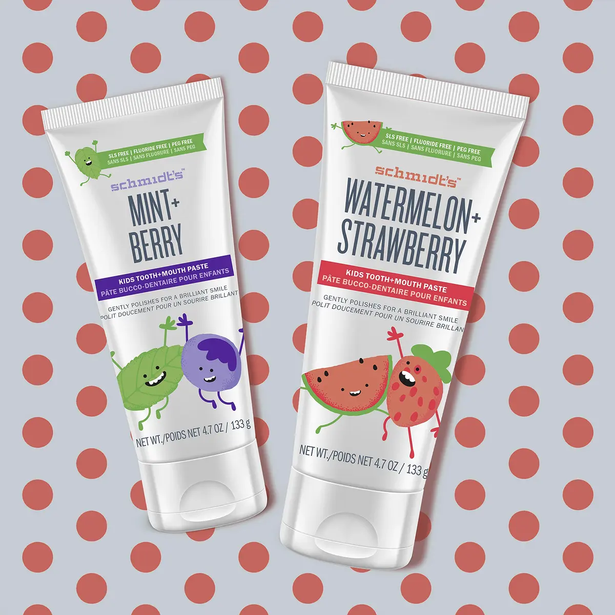 Schmidt's Children's Toothpaste Watermelon + Strawberry 4.7 oz | Fluoride-Free, Plant-Based, Vegan - view 3