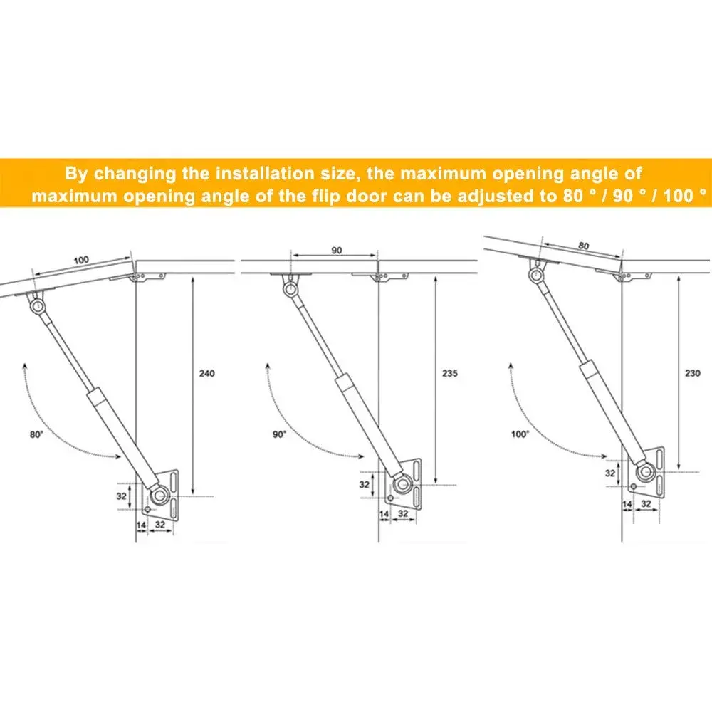 Hxchen Hydraulic Cabinet Hinges 10 Inch (250mm) 100N Soft Close Lid Support Rods | Pack of 4 - view 6
