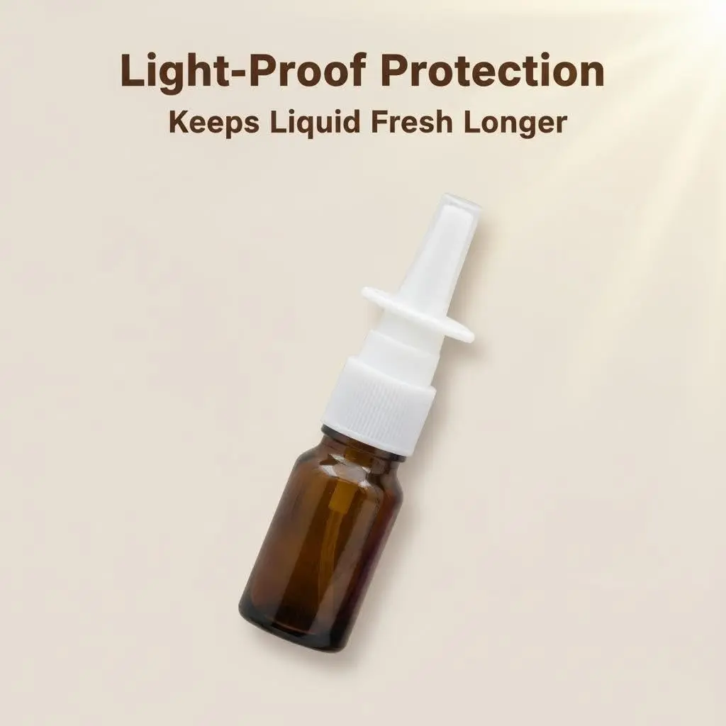 Happyupcity Refillable Glass Spray Bottle 10ml | Portable Brown Nasal & Cosmetic Container - view 5