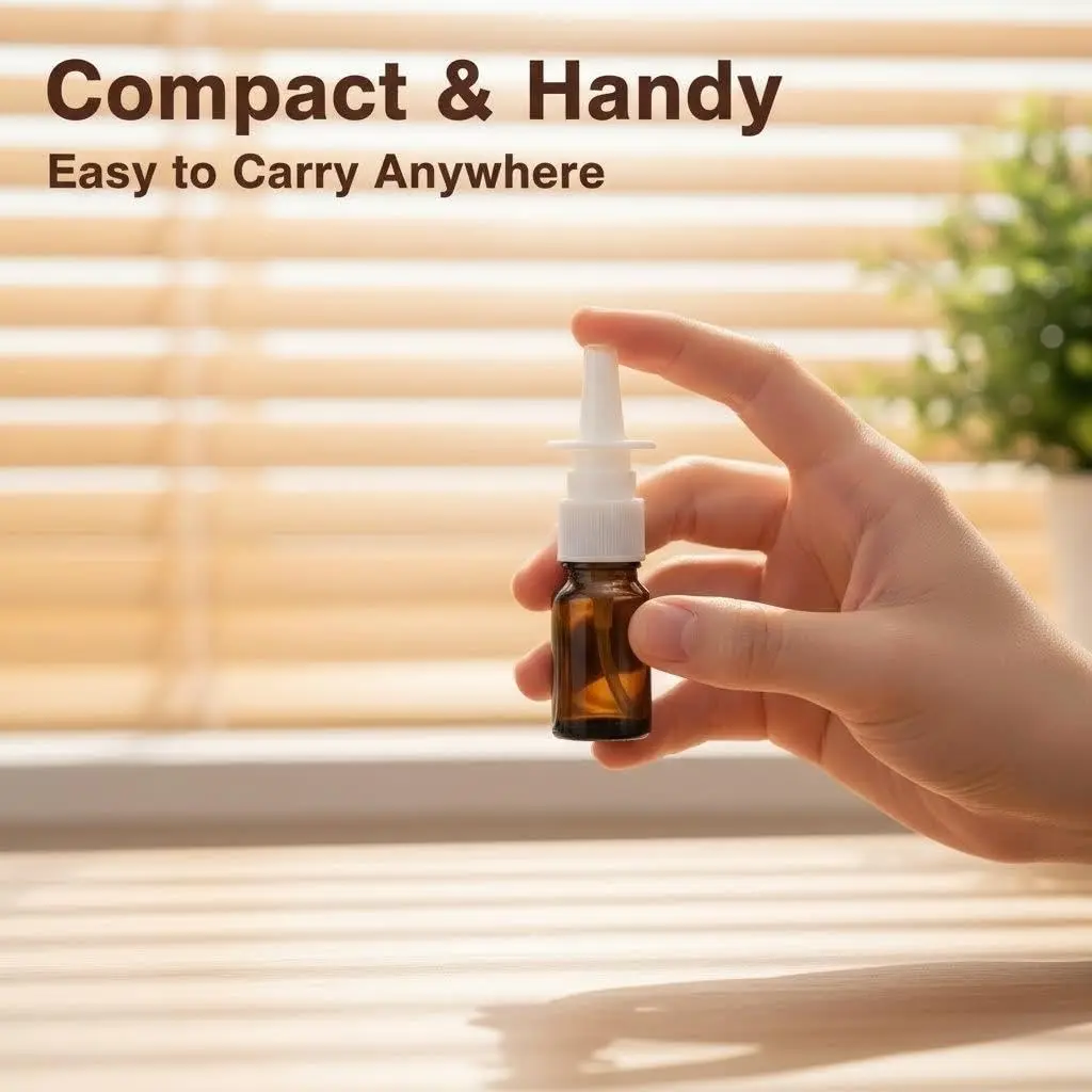 Happyupcity Refillable Glass Spray Bottle 10ml | Portable Brown Nasal & Cosmetic Container - view 4