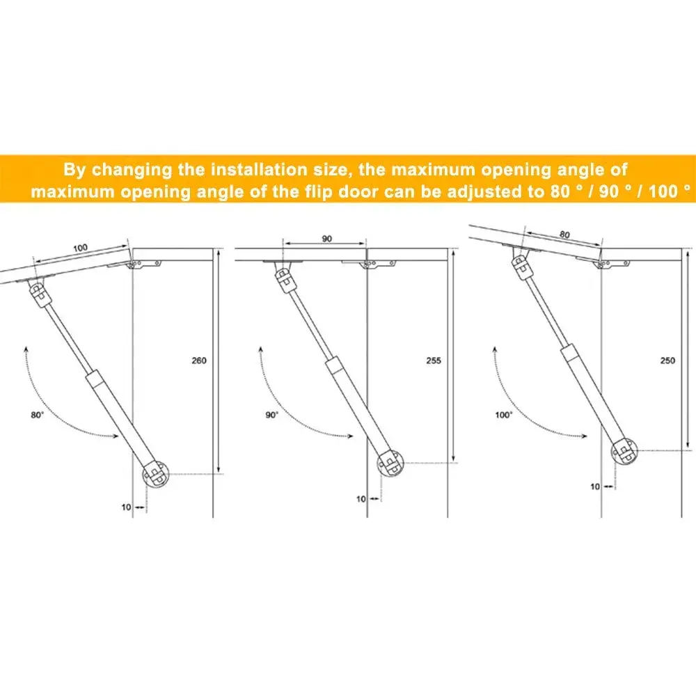 Hxchen Hydraulic Cabinet Hinges 6-Inch 30N Soft Close Lid Supports (4-Pack, Stainless Steel & Nylon) - view 8