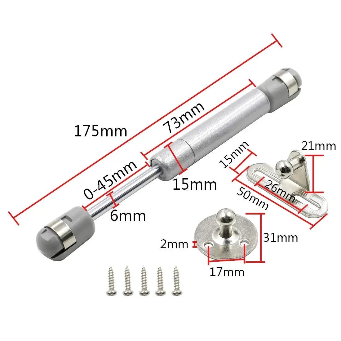 Hxchen Hydraulic Cabinet Hinges 6-Inch 30N Soft Close Lid Supports (4-Pack, Stainless Steel & Nylon) - view 3