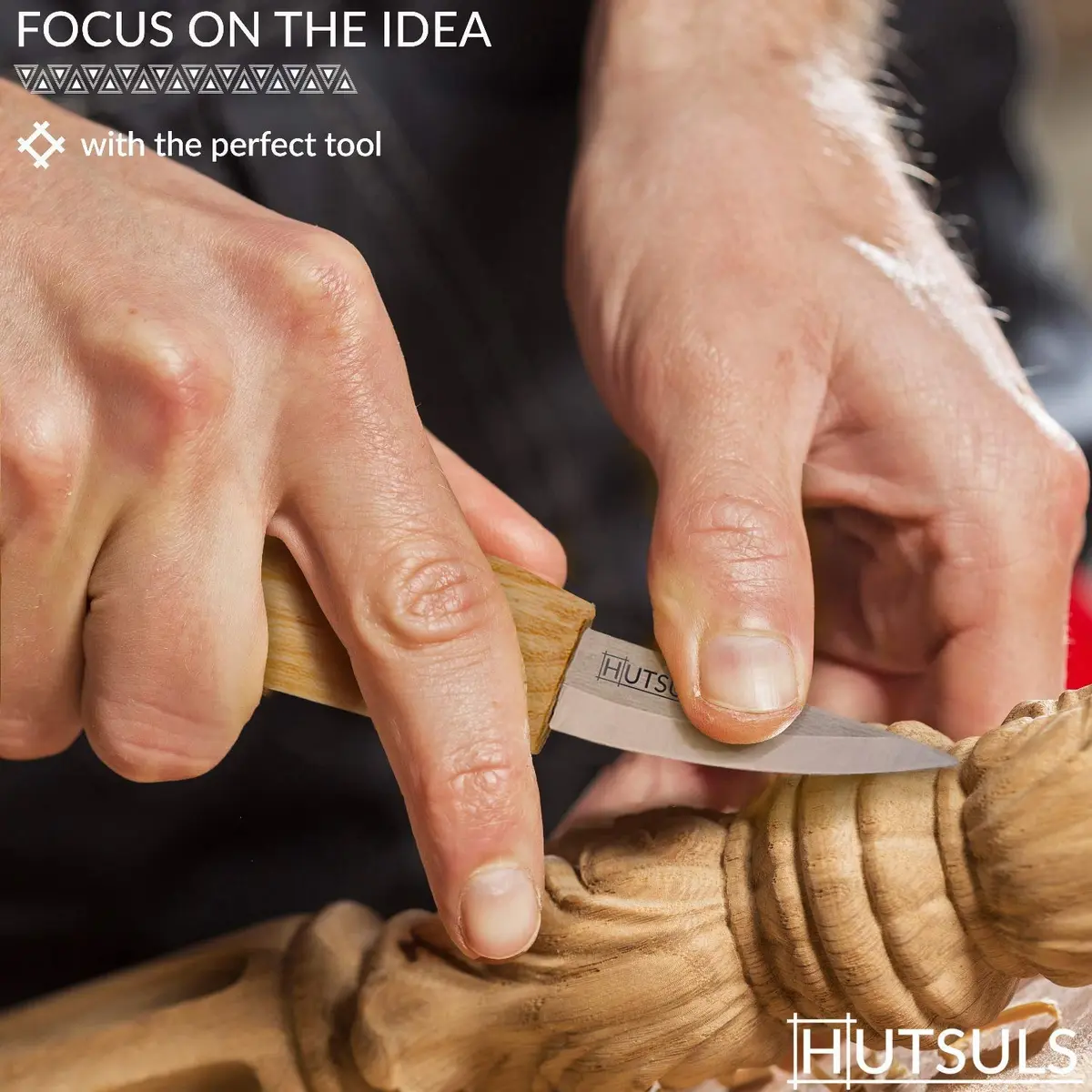 Hutsuls Wood Whittling Kit for Beginners - 8-Piece Carbon Steel Knife Set with Ashwood Handles, 20.07cm (7.9in) | USA-Sourced Craft Tools - view 5