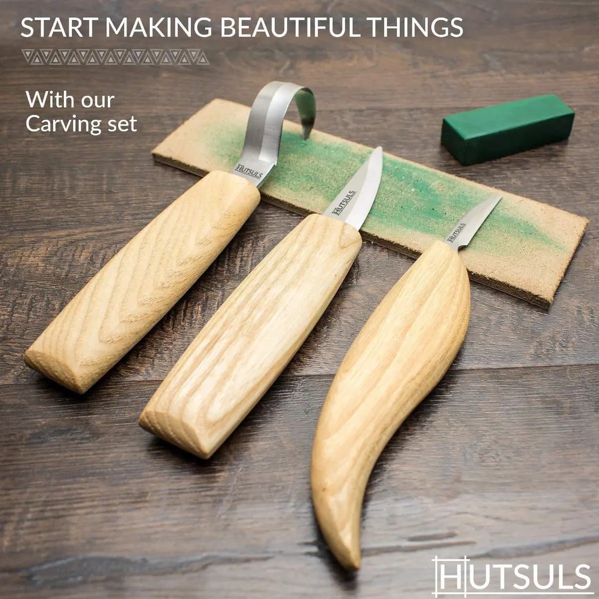 Hutsuls Wood Whittling Kit for Beginners - 8-Piece Carbon Steel Knife Set with Ashwood Handles, 20.07cm (7.9in) | USA-Sourced Craft Tools - view 7