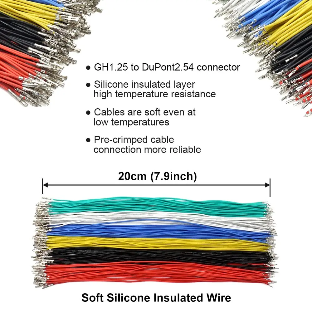 elechawk GH1.25 to Dupont 2.54 Pre-Crimped Cables and Connectors Kit 180pcs | Electronics Cable Connectors - view 4