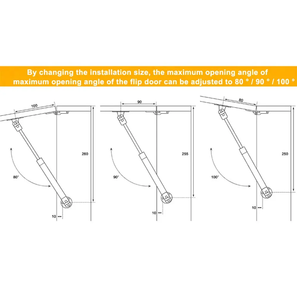 Hxchen Hydraulic Support Cabinet Hinges 235mm (9.25") 30N Soft Close Lid Supports | Pack of 4 Satin Nickel Silver - view 8
