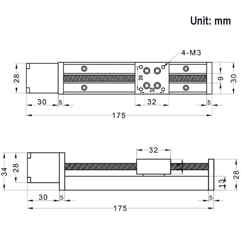 Befenybay 100mm Mini Linear Rail Guide with NEMA11 Motor, T6x1 Lead Screw | For DIY CNC & 3D Printer X Y Z Axis - view 5