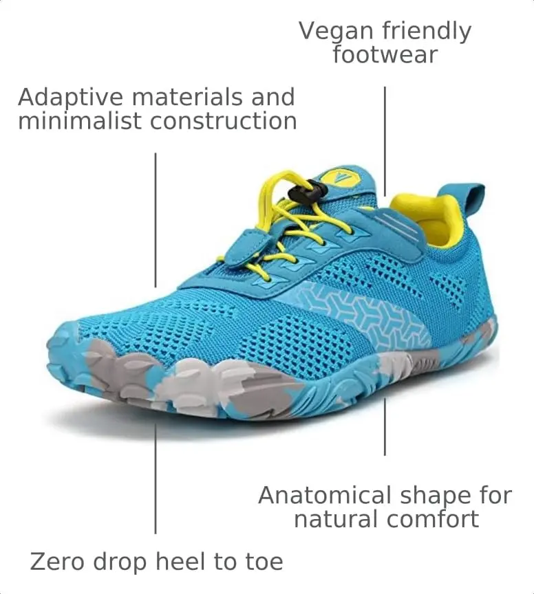WHITIN Men's Wide Toe Box Trail Running Minimalist Shoes Light Blue 9 | Zero Drop, Vegan - view 3