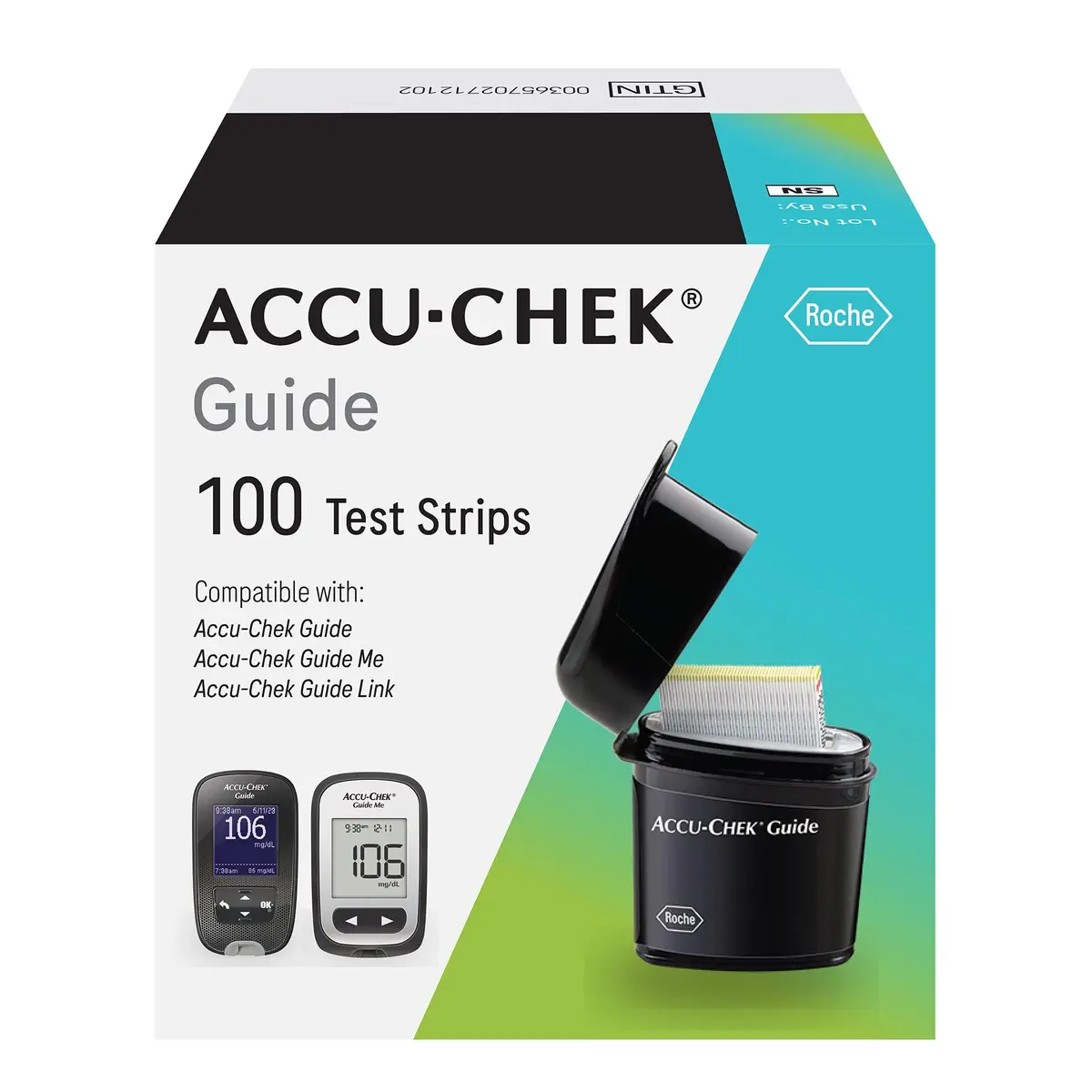 Accu-Chek Guide Glucose Test Strips 100 Count | Fast, Accurate Blood Sugar Monitoring - main product image