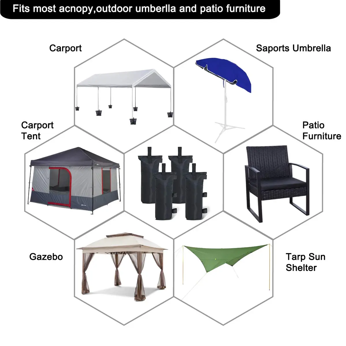 ABCCANOPY 100 LBS Canopy Weights Set of 4 | 45.36 kg (100 lb) Sand Bags for Gazebo Legs - view 5