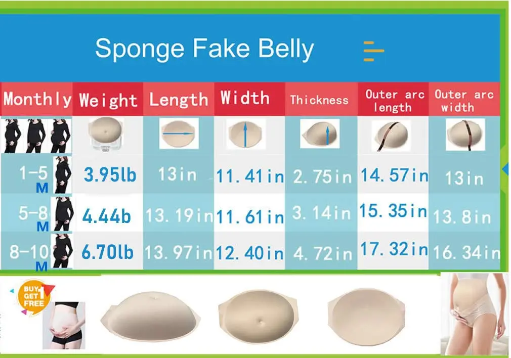 BIMEI Fake Pregnant Belly Pad 1-5 Months (Beige) | Lightweight Sponge for Realistic Bump - view 5