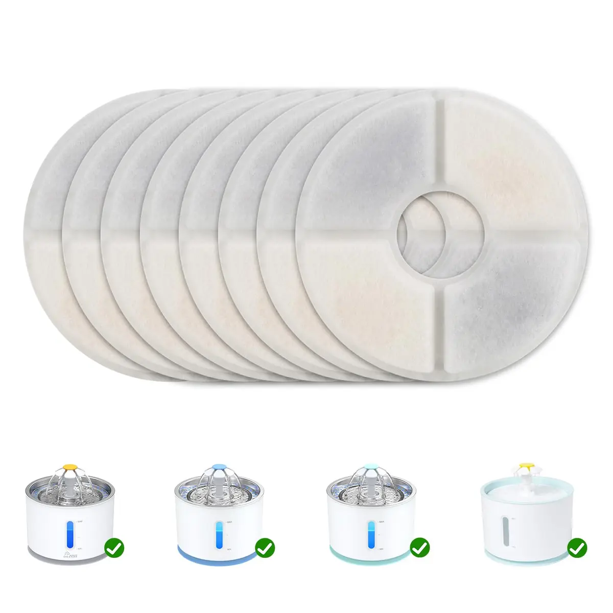 Wonder Creature Cat Water Fountain Filter Replacement 8 Pack | Compatible with Most Cat Fountains, Activated Carbon - main product image