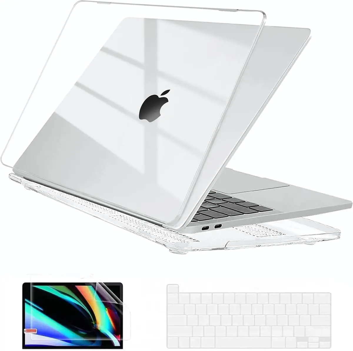 EooCoo Crystal Clear Hard Case for MacBook Pro 13-inch M2/M1 (2016-2024) | Snap-On Protection with Keyboard Cover & Screen Protector - main product image