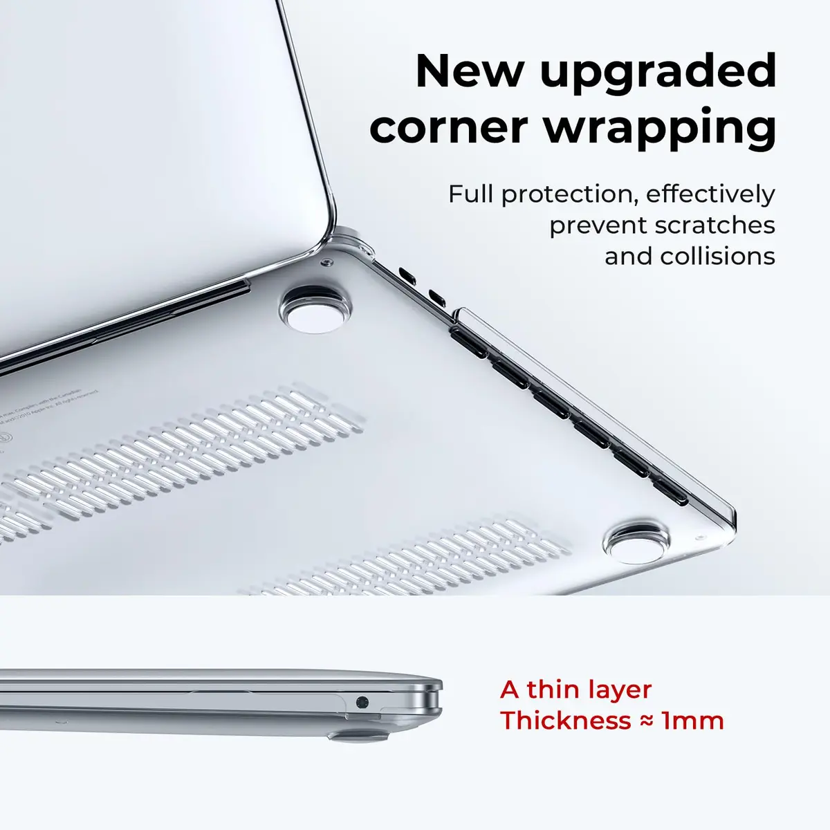 EooCoo Crystal Clear Hard Case for MacBook Pro 13-inch M2/M1 (2016-2024) | Snap-On Protection with Keyboard Cover & Screen Protector - view 3
