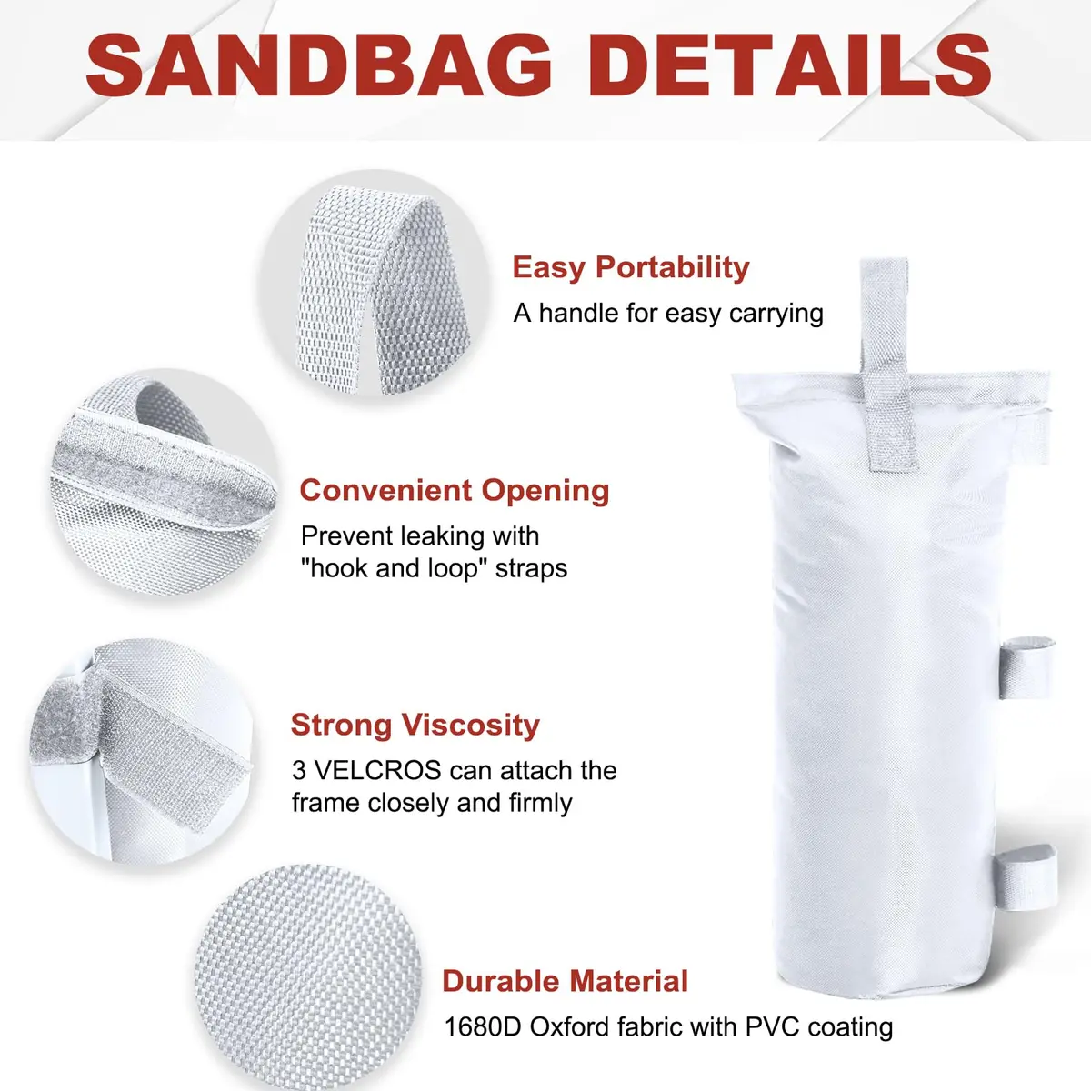 ABCCANOPY 150lb (68kg) Canopy Weight Bags Set of 4 | Stabilize Tents & Gazebos - view 2