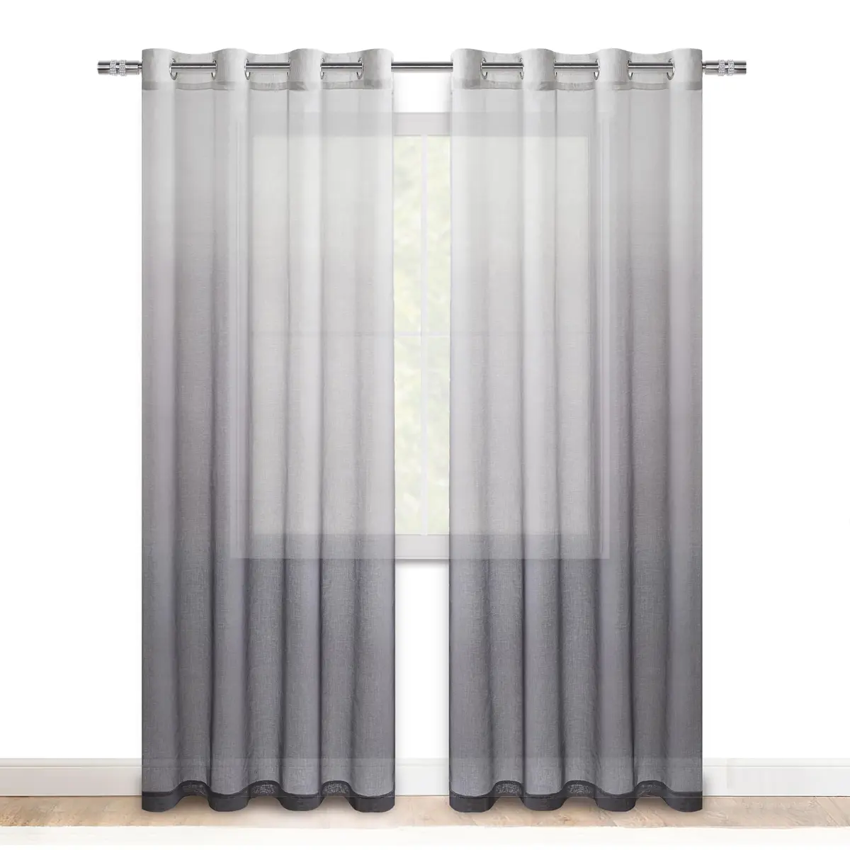 DWCN Grey Ombre Sheer Curtains 84 Inches Long | Elegant Light Diffusion for Living Room - view 9