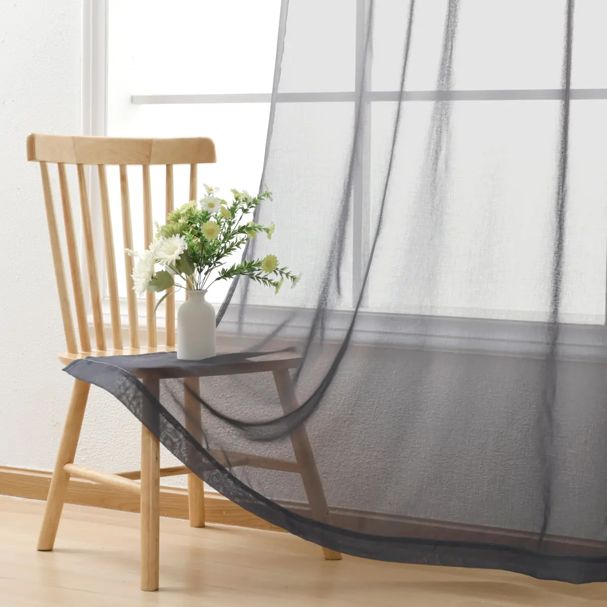 DWCN Grey Ombre Sheer Curtains 84 Inches Long | Elegant Light Diffusion for Living Room - view 3