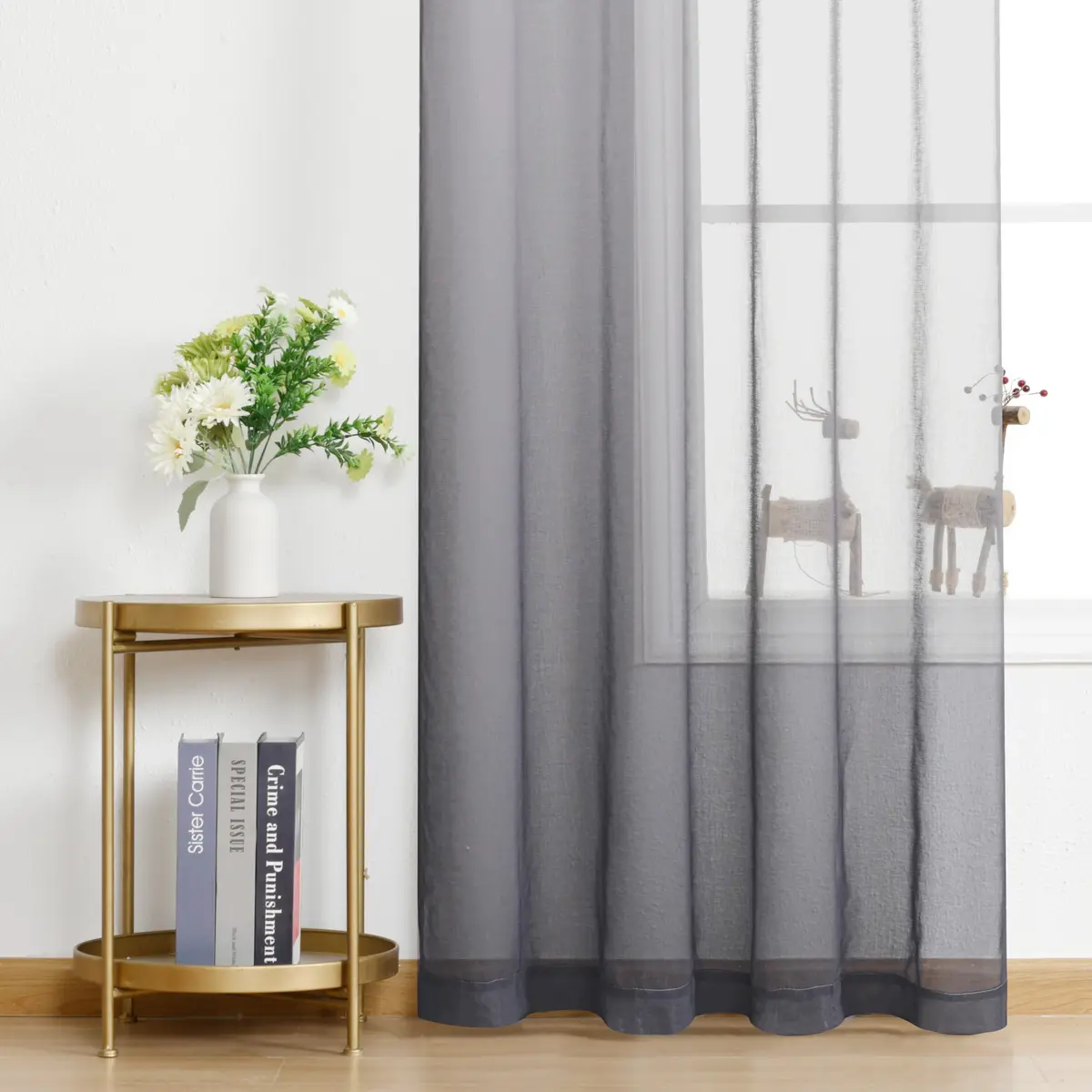 DWCN Grey Ombre Sheer Curtains 84 Inches Long | Elegant Light Diffusion for Living Room - view 4