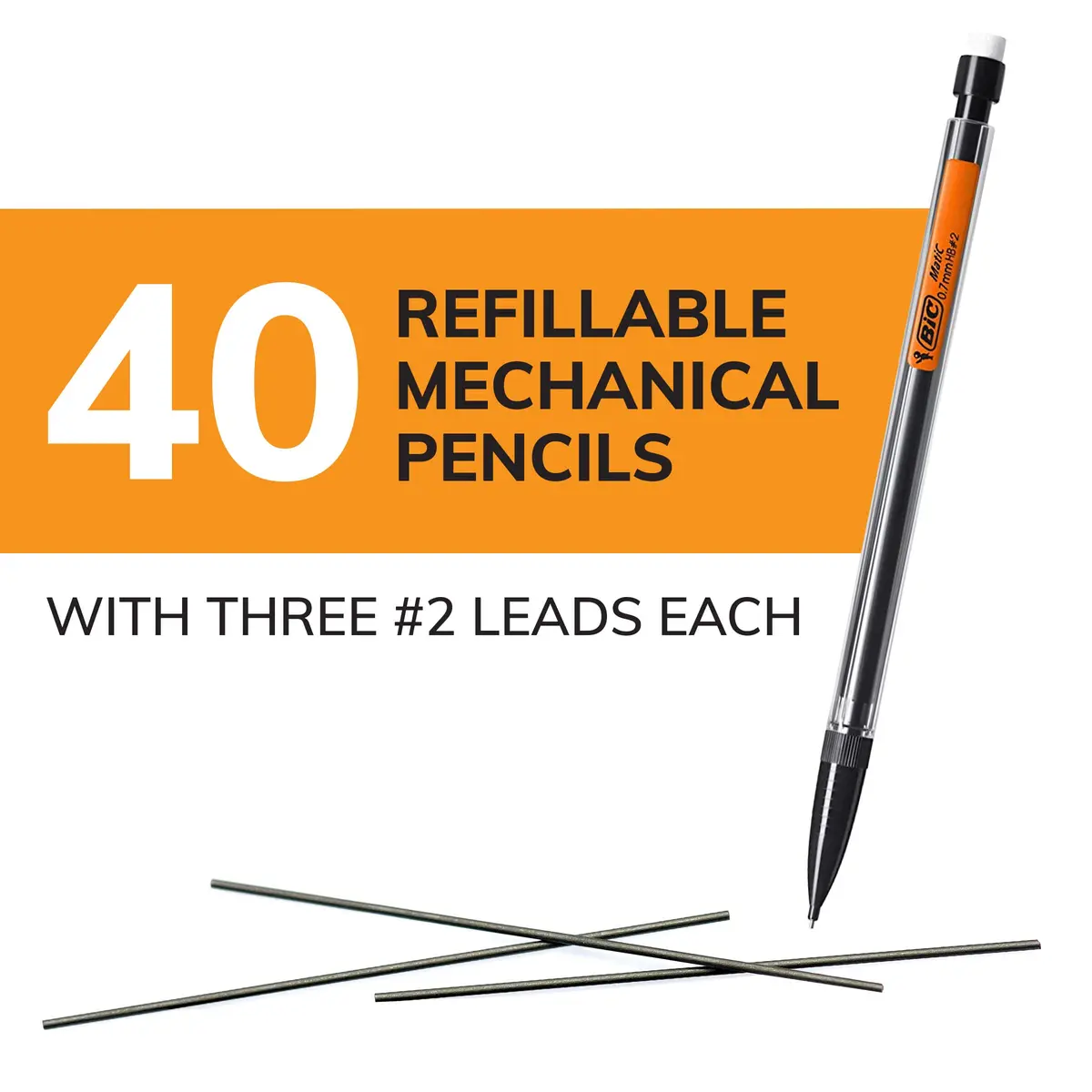 BIC Xtra-Smooth Mechanical Pencil, Medium Point (0.7 mm), 40-Count | Smudge-Free, Erases Cleanly, Office & School Use - view 2